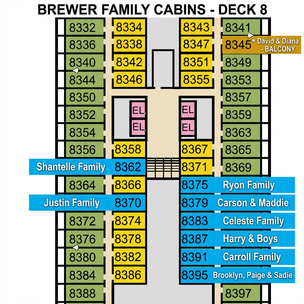 Deck 8 Family Cabin Map